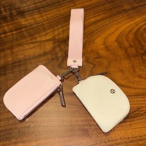 Lululemon Pink and Light Ivory Dual Pouch Wristlet